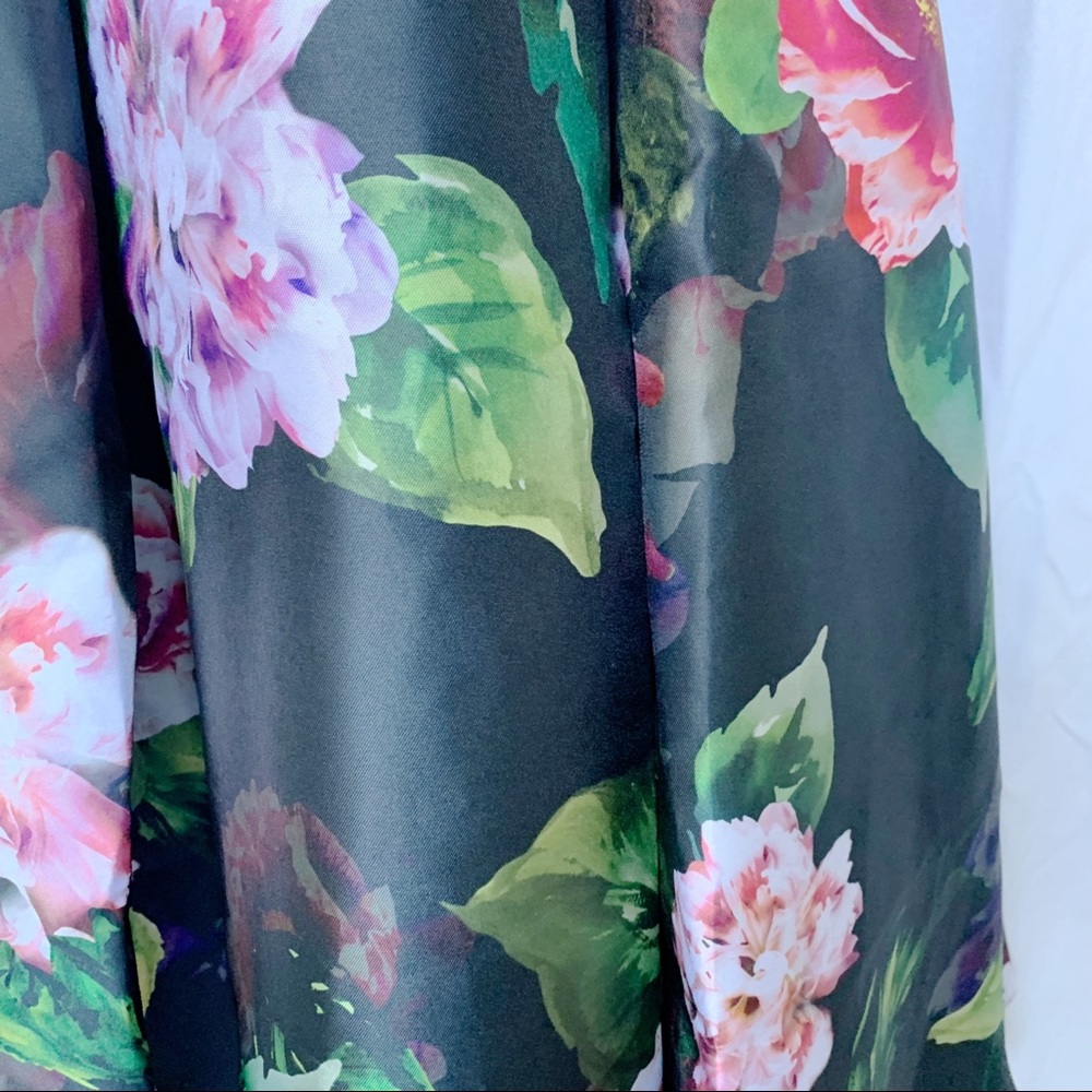 Adrianna Papell Floral Midi Dress - Black and Pink - Picture 4 of 10